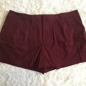 LC LAUREN CONRAD Women' Textured Shorts Dress Belted Pleated Pocket Burgundy14